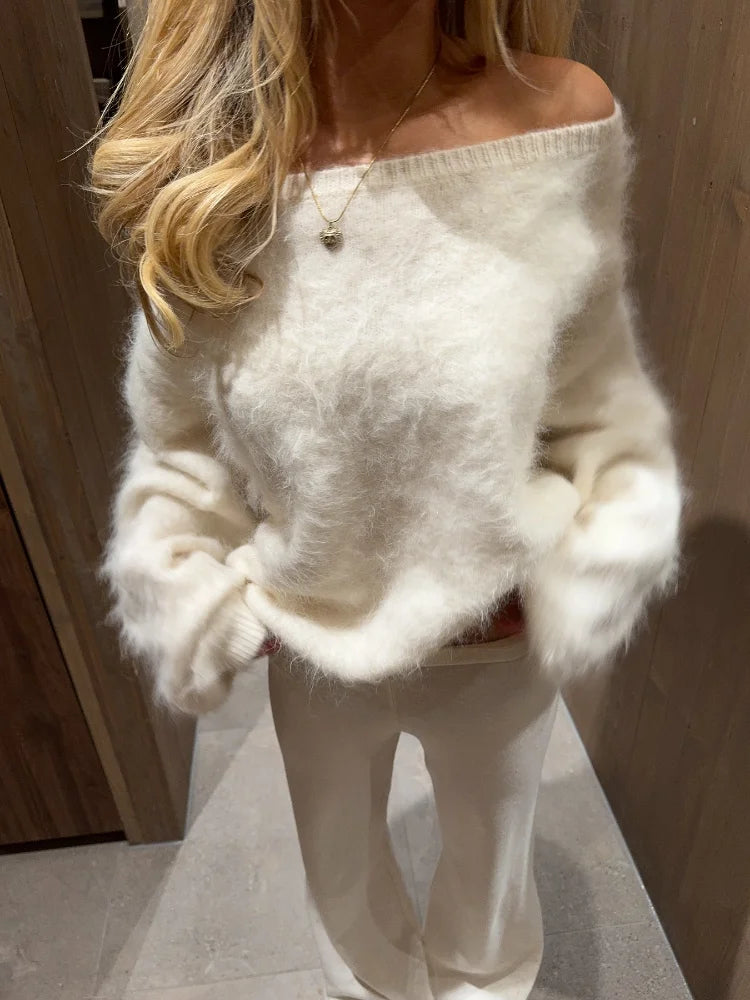 Pull épaules dénudées effet mohair Juliette