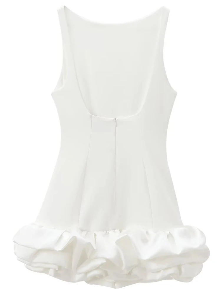 Robe courte à volants dos nu Sabine