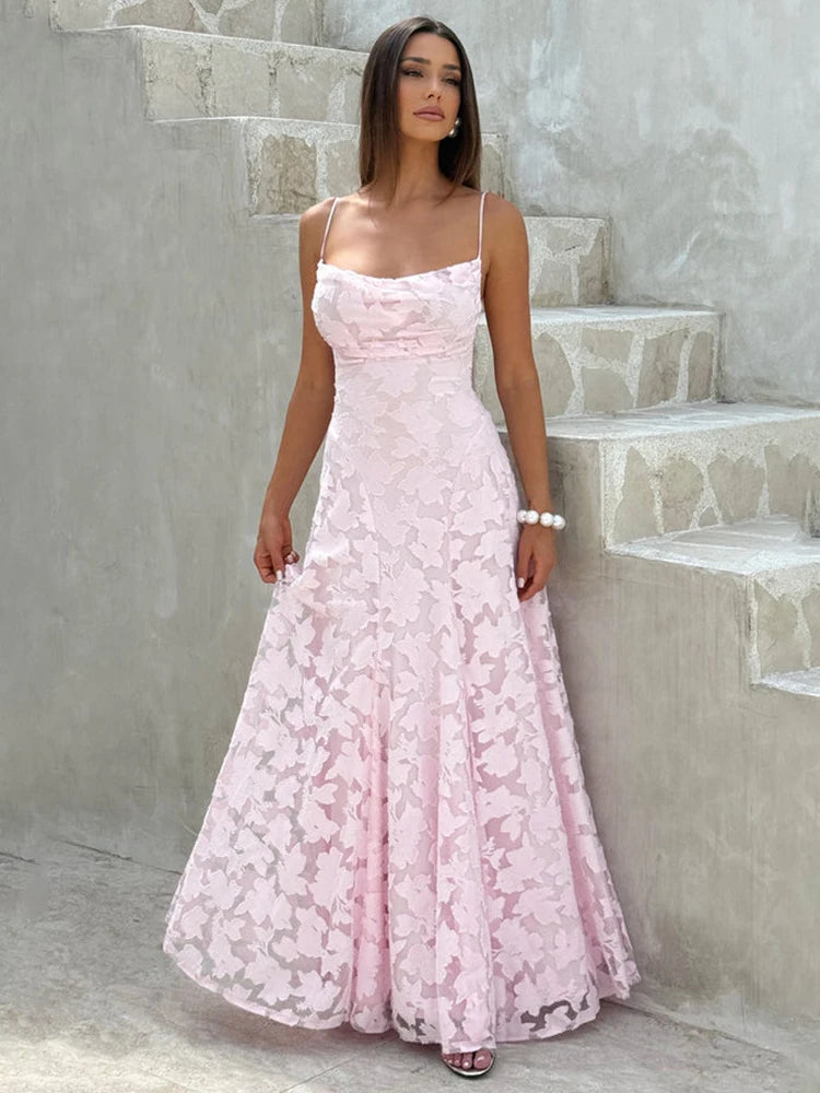 Robe longue brodée de fleurs Micheline