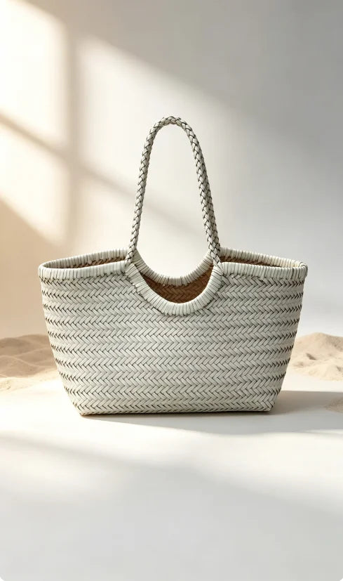 Panier tressé effet cuir Laetitia