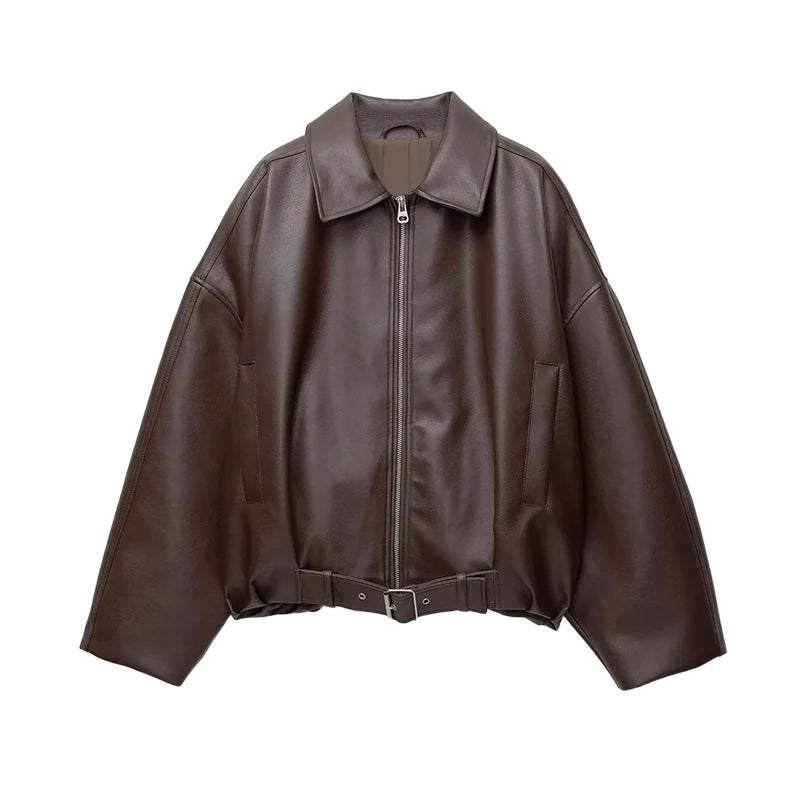 Veste ceinturée effet cuir Naomi