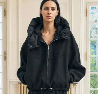 Veste bicolore à capuche Prune