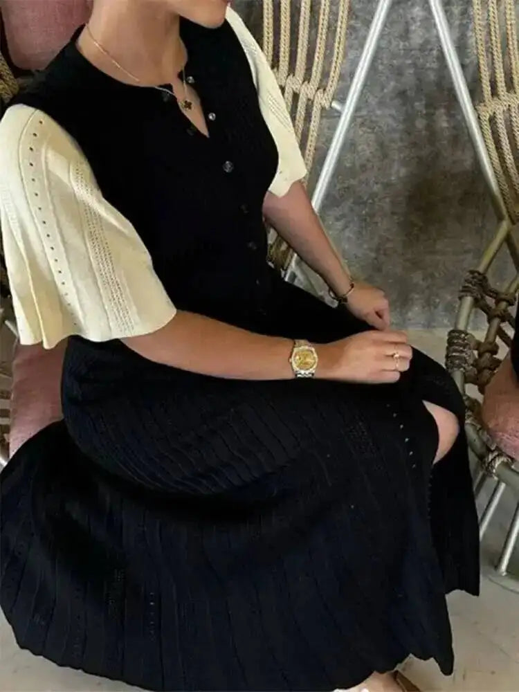 Robe longue en maille boutonnée Noémie