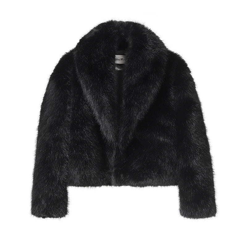 Veste en fausse fourrure à col châle Roxane