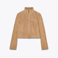 Éliane cropped faux suede stand-collar jacket