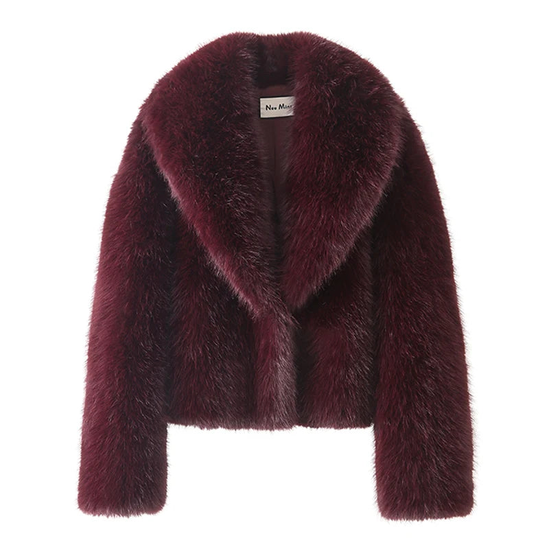 Veste en fausse fourrure à col châle Roxane