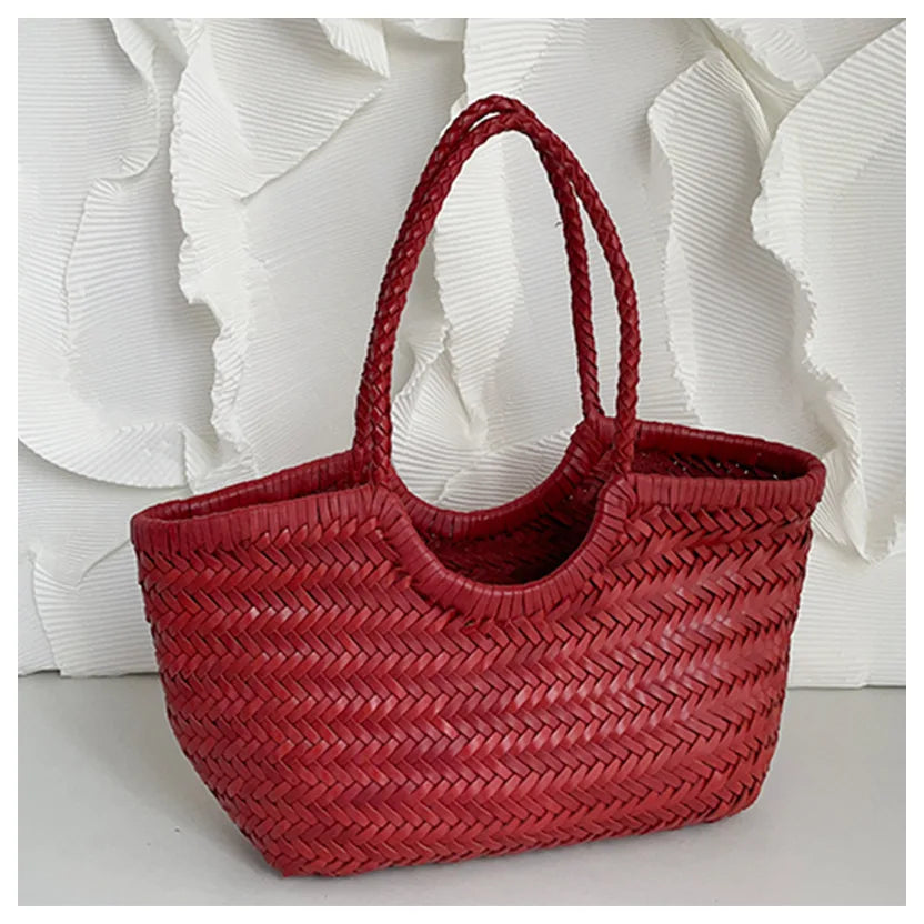 Panier tressé effet cuir Laetitia