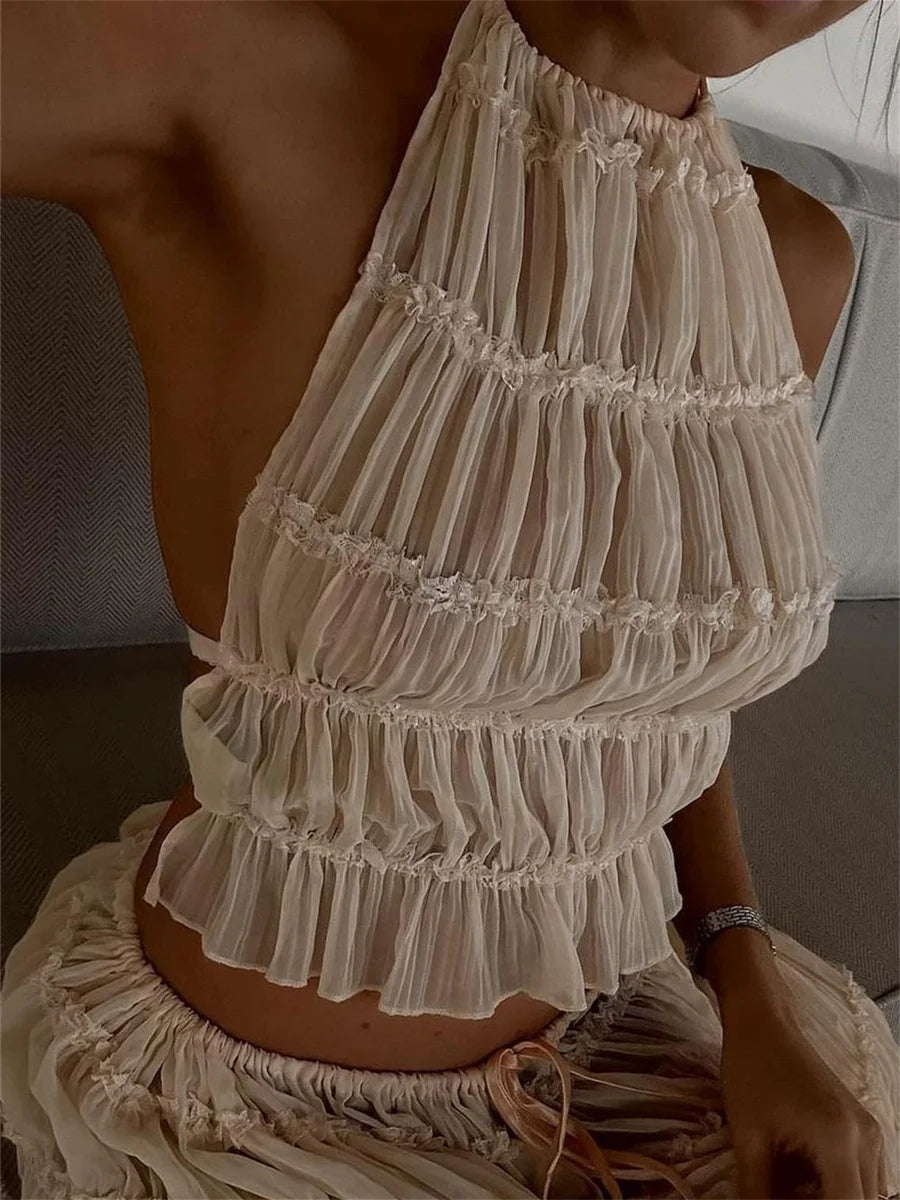 Ensemble haut dos nu et jupe longue Albane
