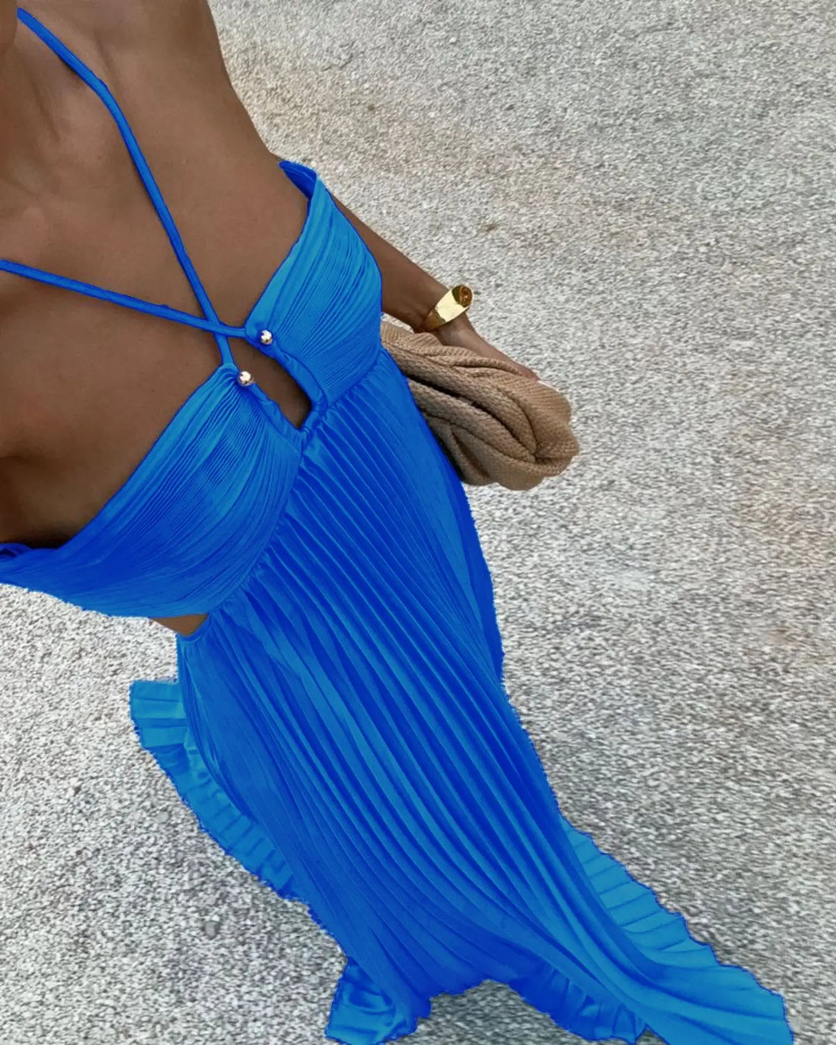 Robe longue bustier plissée Léontine