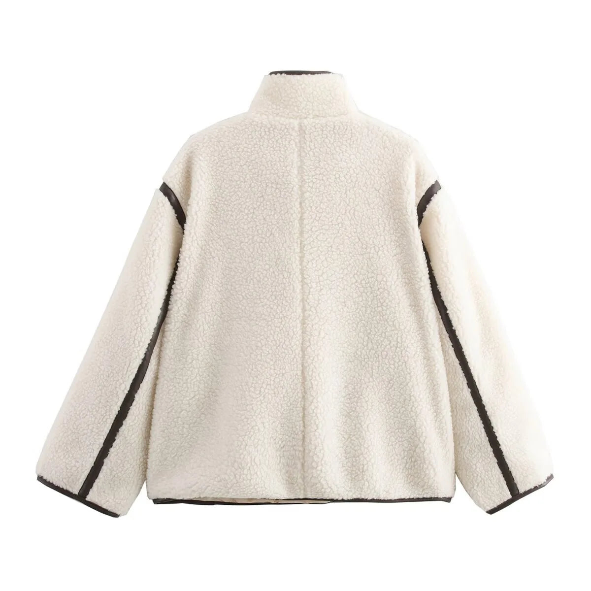 Manteau effet peau lainée à liseré noir Thérèse