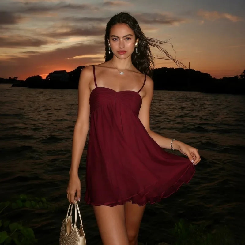 Robe courte bustier en mousseline Hermine