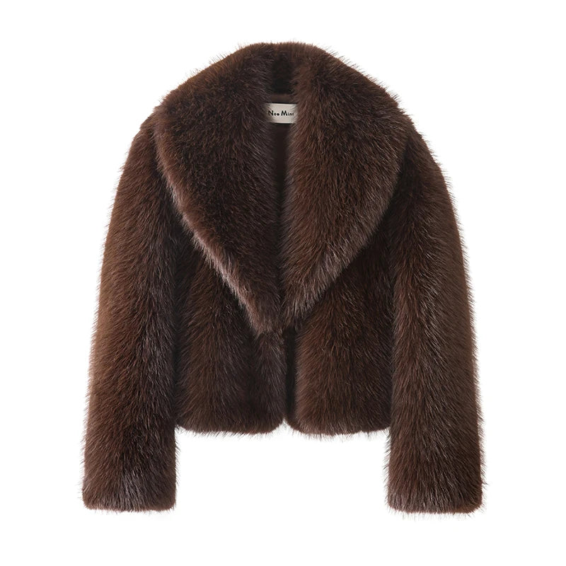 Veste en fausse fourrure à col châle Roxane