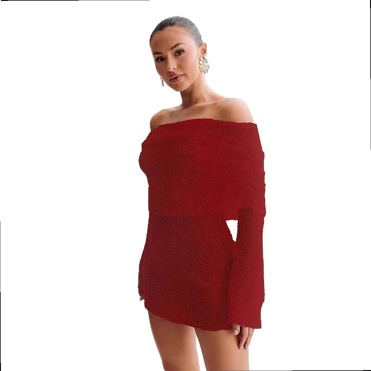 Robe en maille épaules dénudées Simone