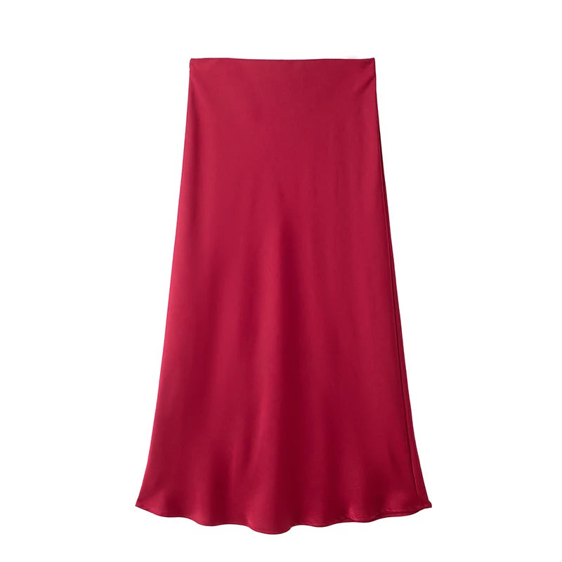 Jupe mi-longue en satin Nicolette