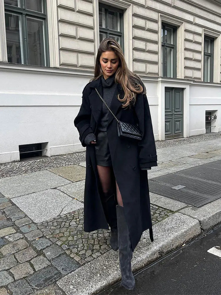 Manteau long ceinturé Édith