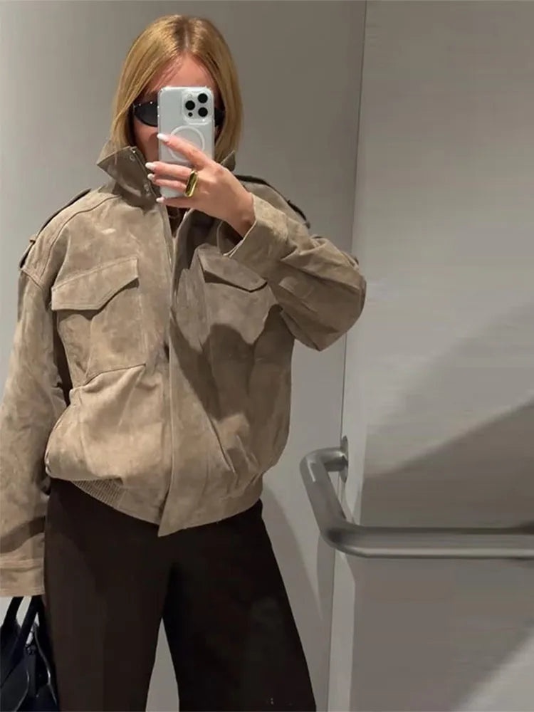 Antoinette faux suede biker-style jacket