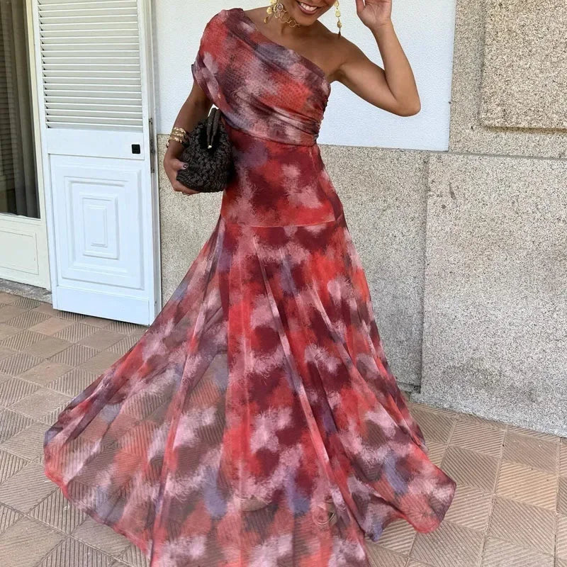 Robe longue épaules dénudées en résille Noëlle