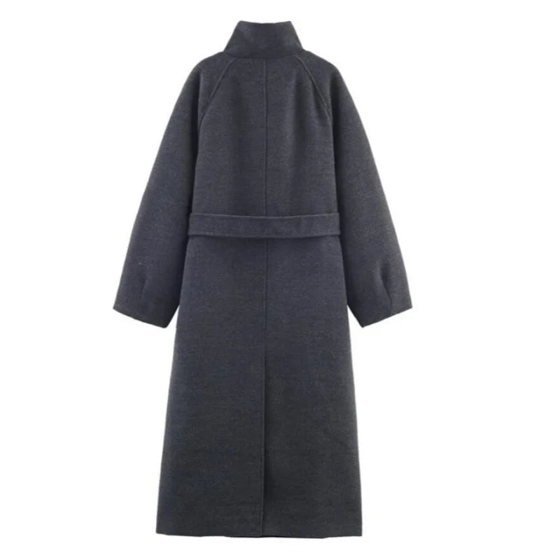 Manteau ceinturé à col montant Maëlle