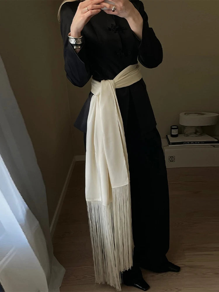 Ceinture foulard en satin à franges Virginie