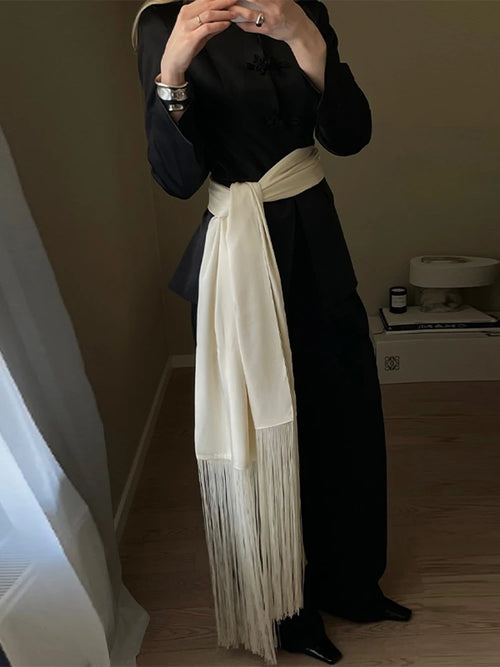 Ceinture foulard en satin à franges Virginie