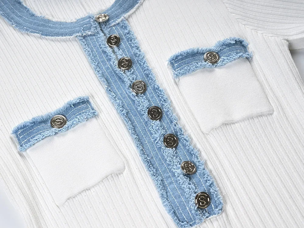 Robe longue effet denim boutonnée Aude