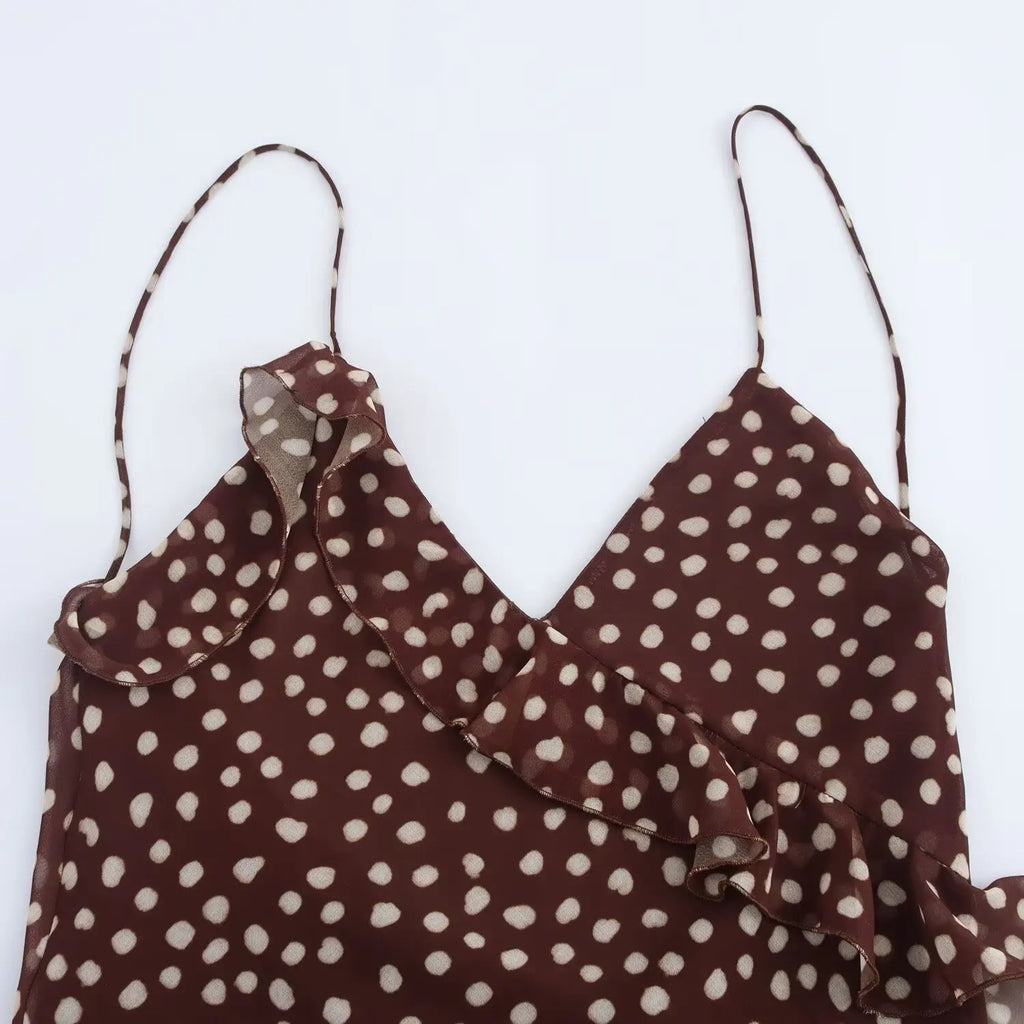 Ärmelloses langes Kleid mit Punkten Mahaut