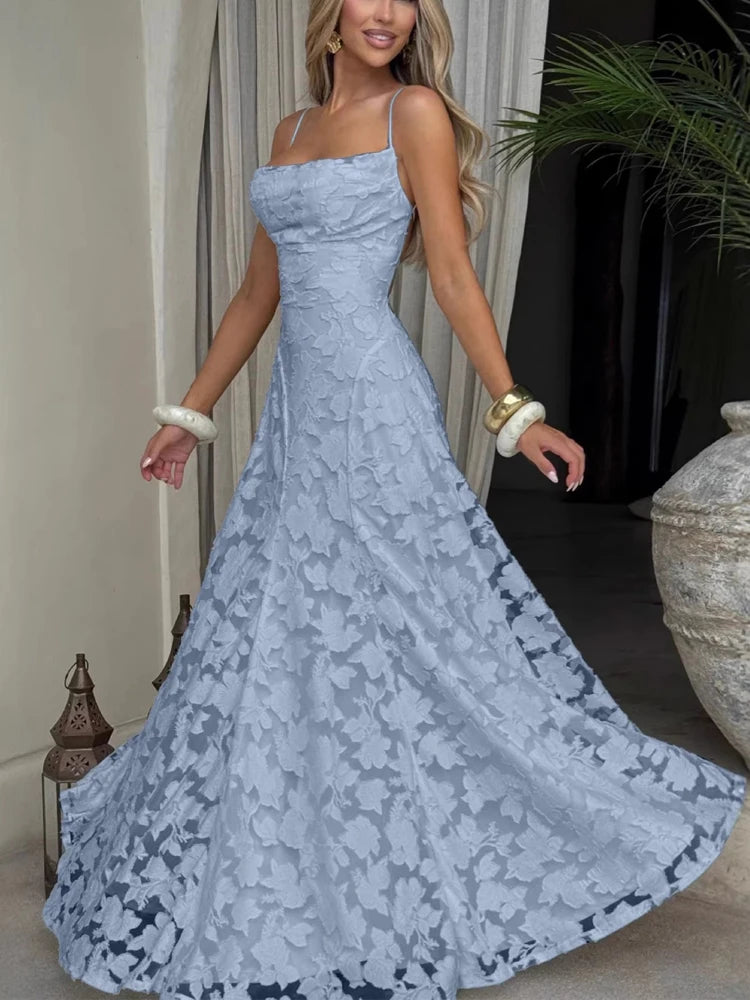 Robe longue brodée de fleurs Micheline