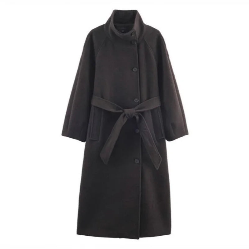 Manteau ceinturé à col montant Maëlle