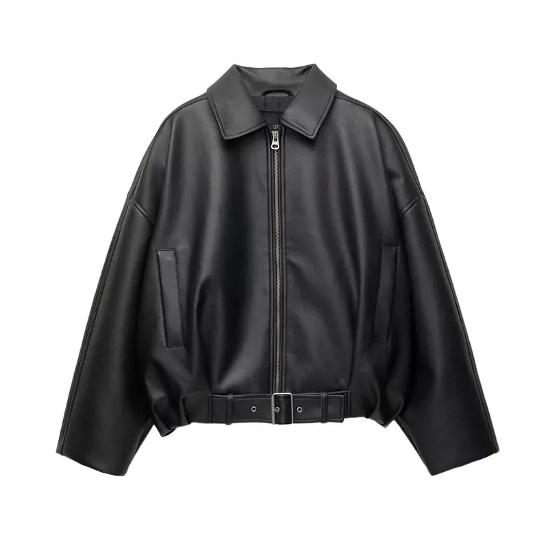 Veste ceinturée effet cuir Naomi