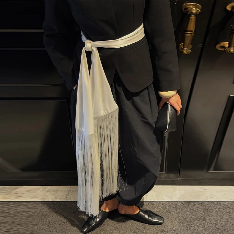 Ceinture foulard en satin à franges Virginie