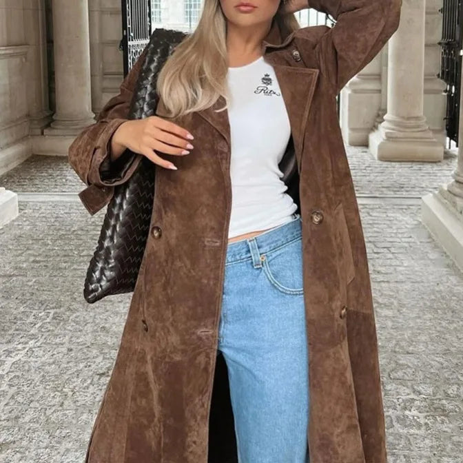 Manteau long à taille nouée Maëva
