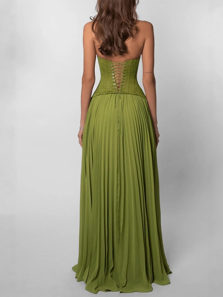 Robe longue corset plissée Aurore