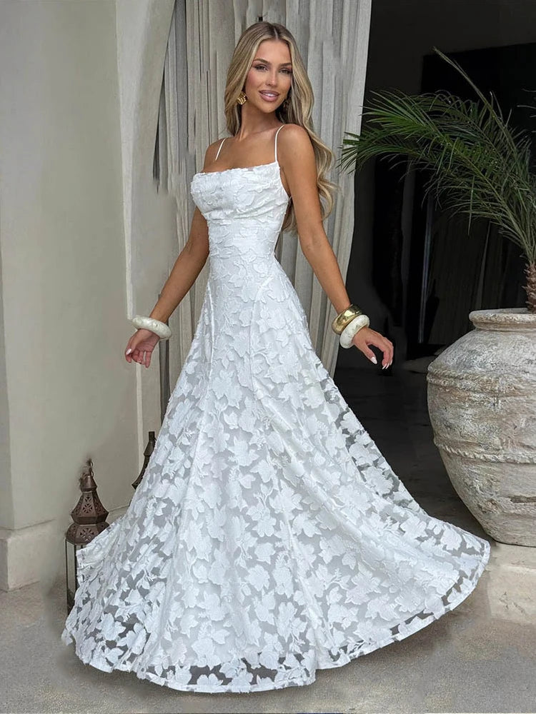 Robe longue brodée de fleurs Micheline