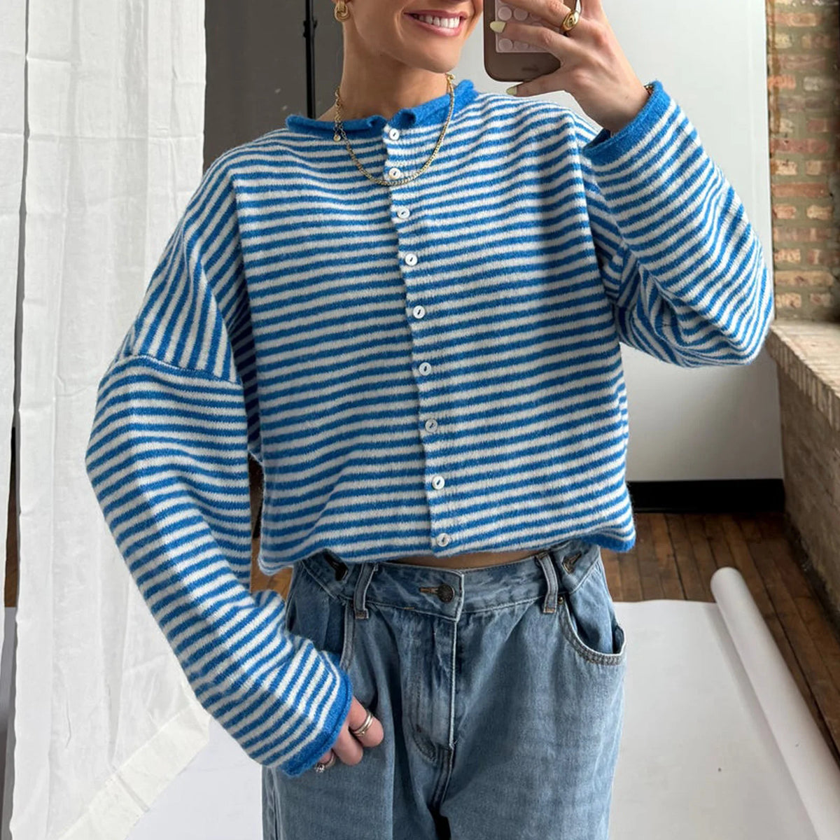 Cardigan rayé ample Sandrine
