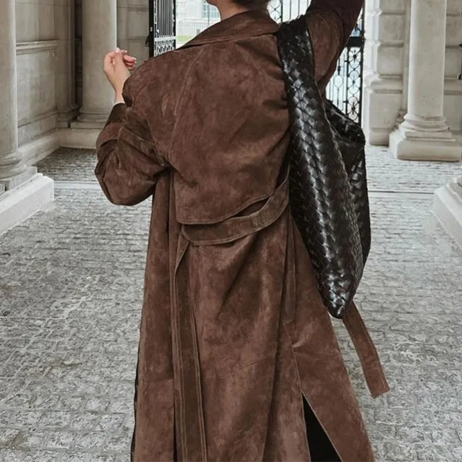 Manteau long à taille nouée Maëva