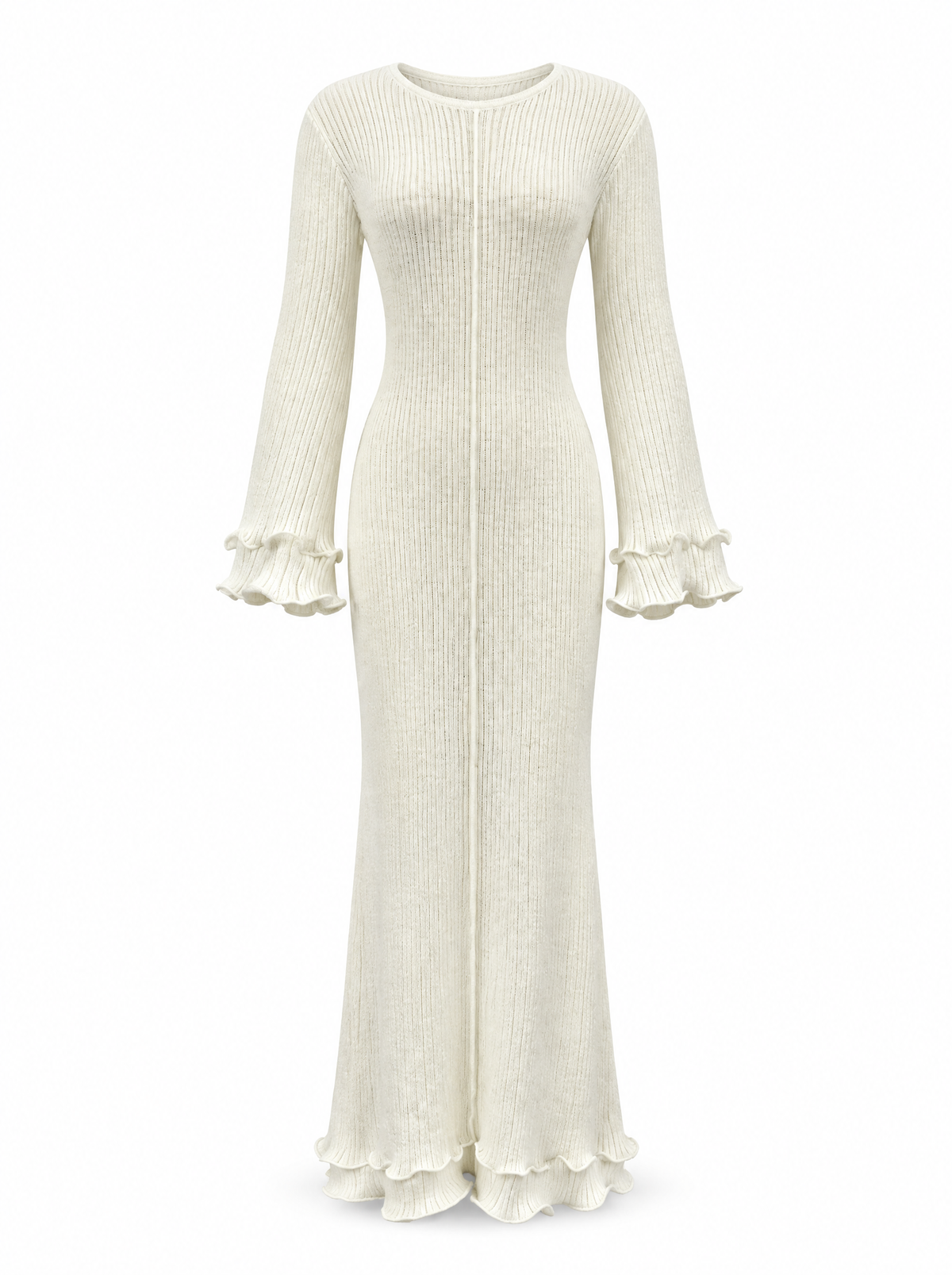 Robe longue en maille à manches évasées Apolline