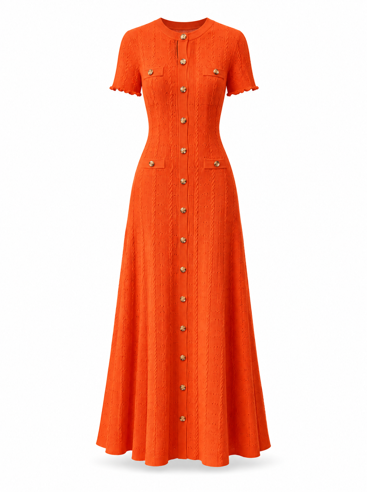 Robe longue en maille boutonnée à manches courtes Octavie