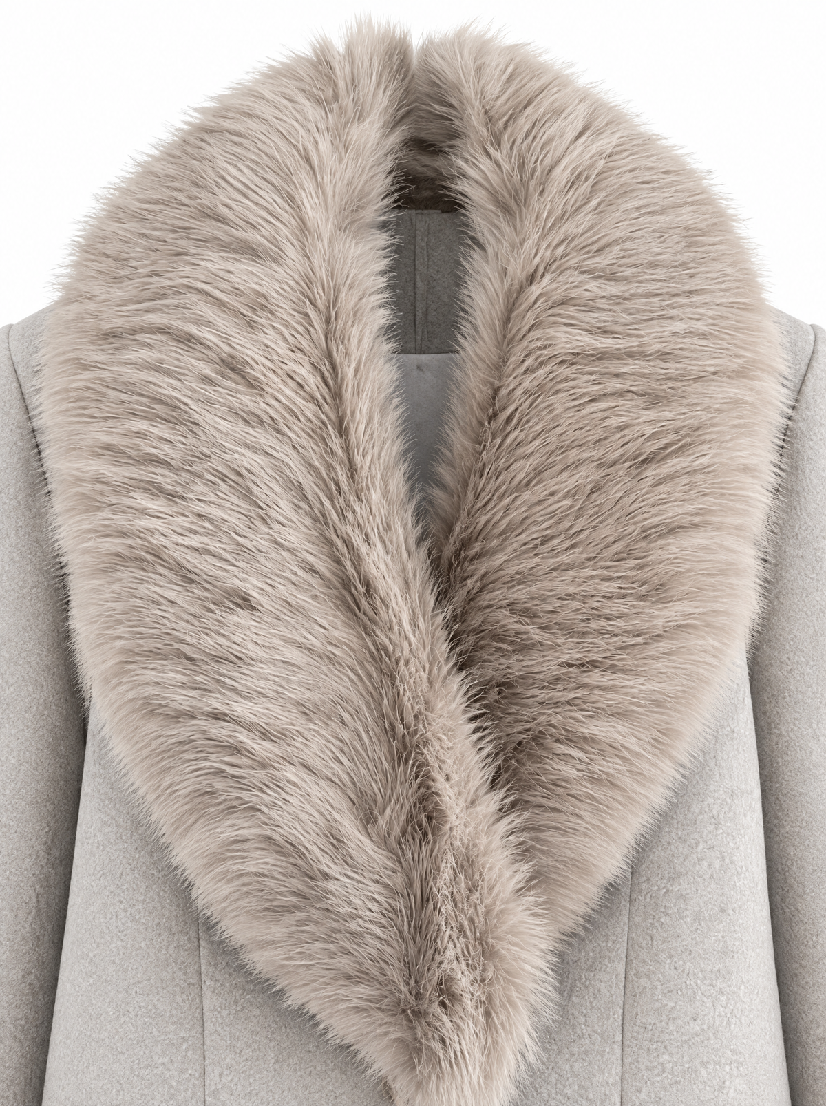 Manteau ceinturé à col en fausse fourrure Lisette