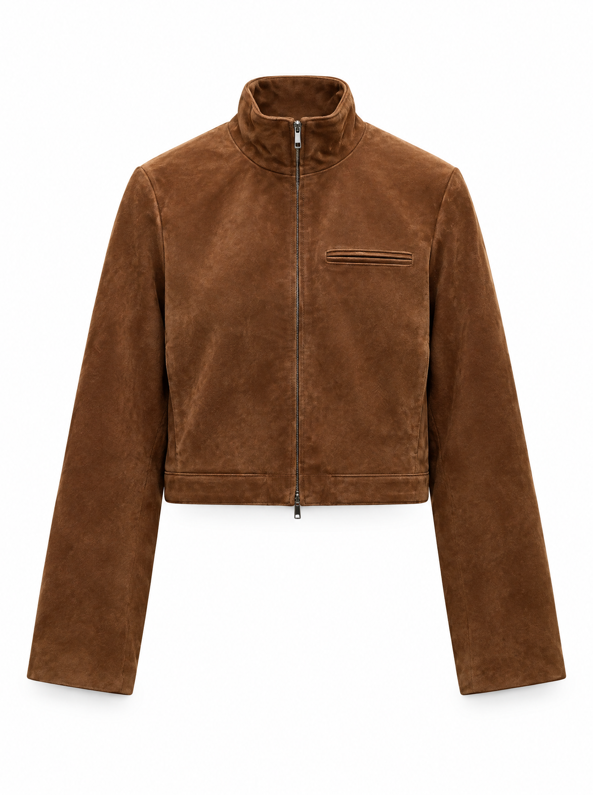 Veste courte effet suède à col montant Éliane