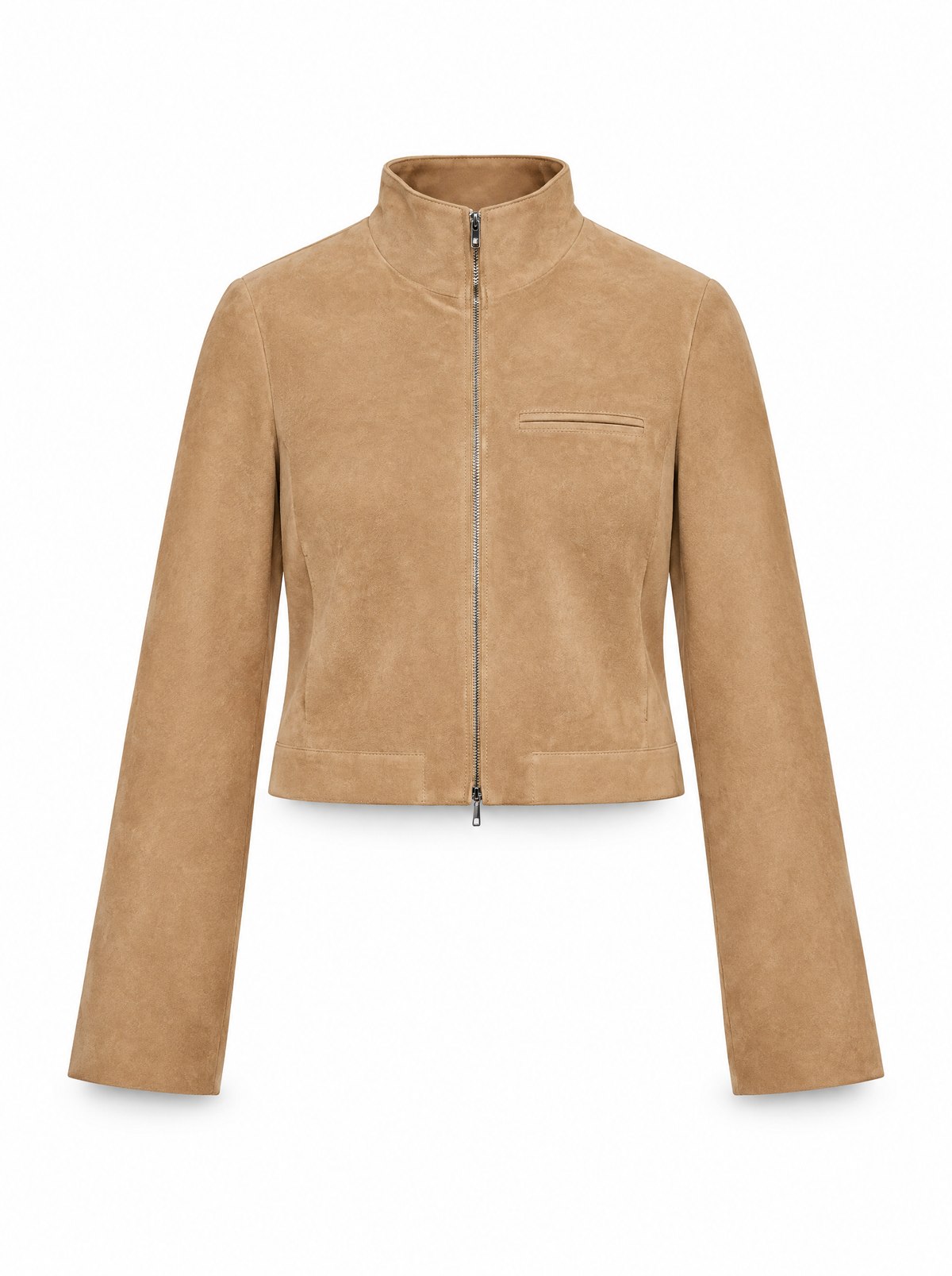 Veste courte effet suède à col montant Éliane
