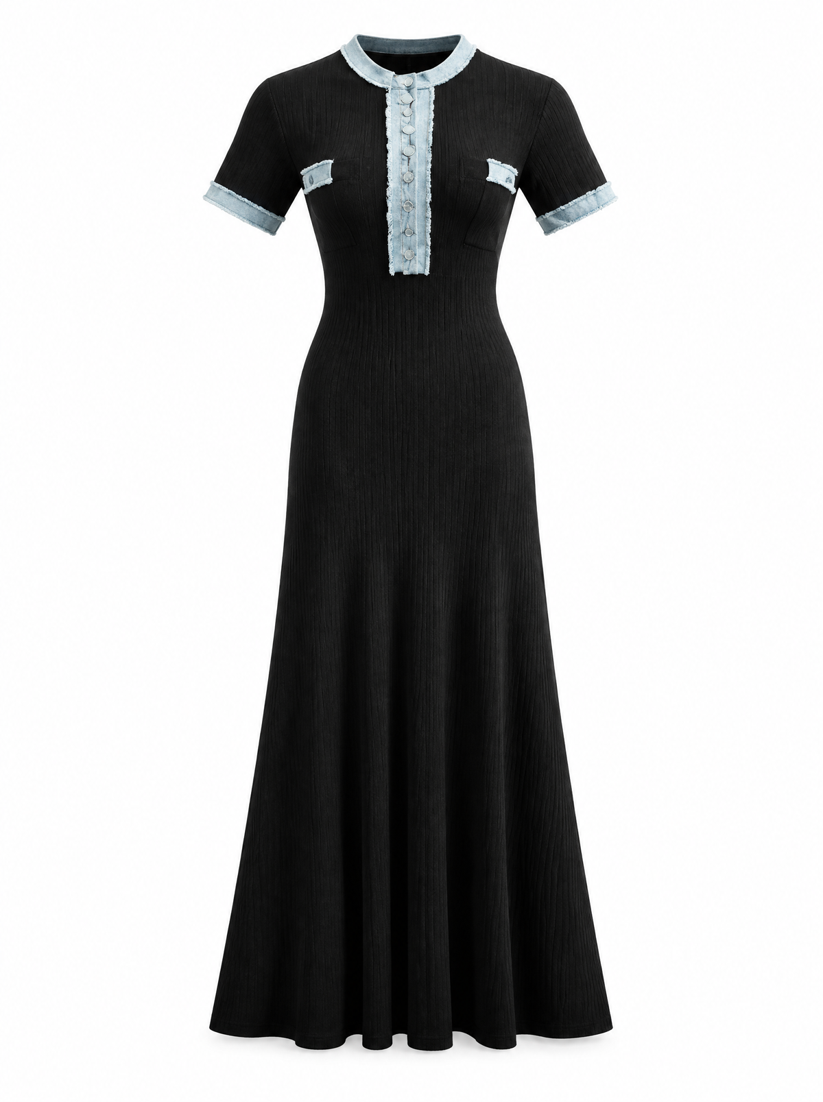 Robe longue effet denim boutonnée Aude