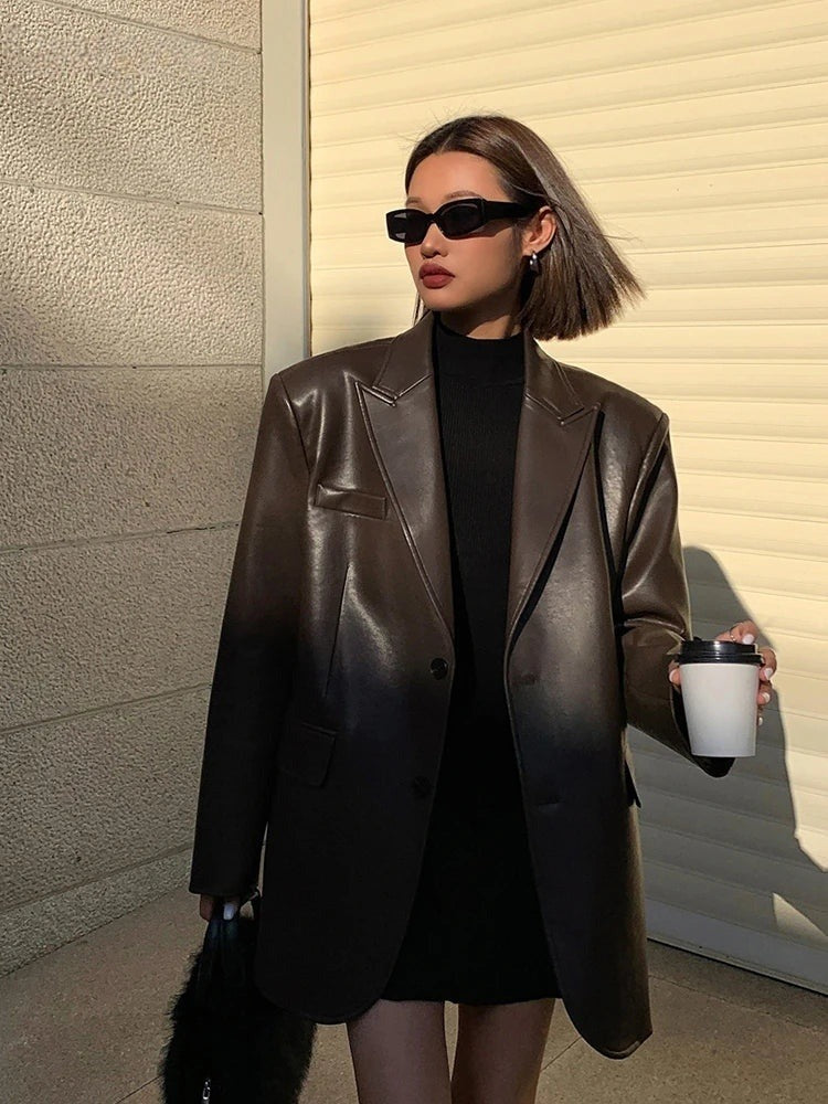 Blazer oversize effet cuir Ludivine