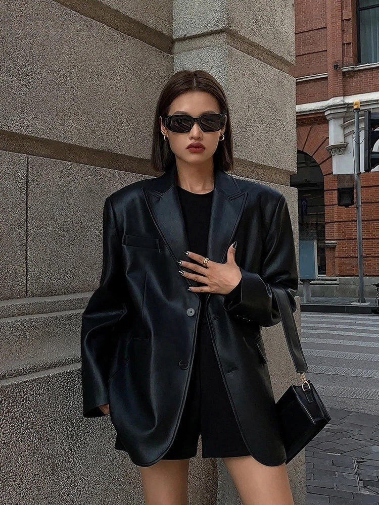 Blazer oversize effet cuir Ludivine