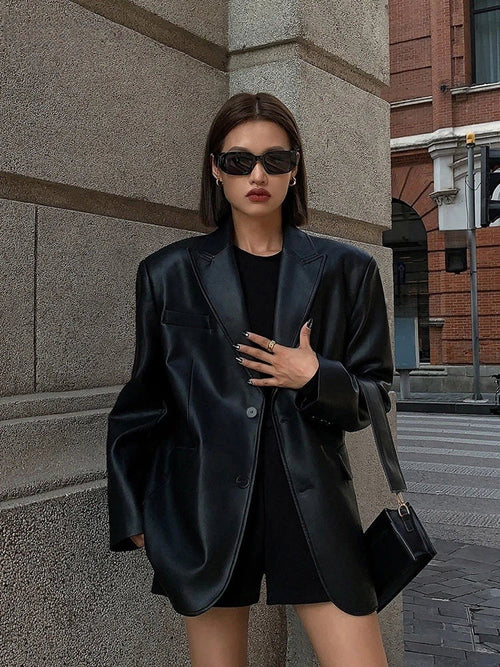 Blazer oversize effet cuir Ludivine