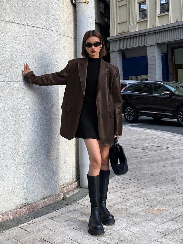 Blazer oversize effet cuir Ludivine