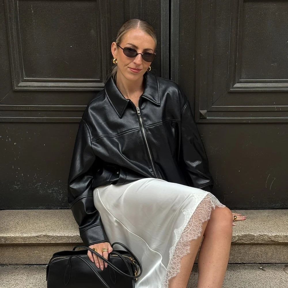 Veste vintage effet cuir à empiècements Cosette