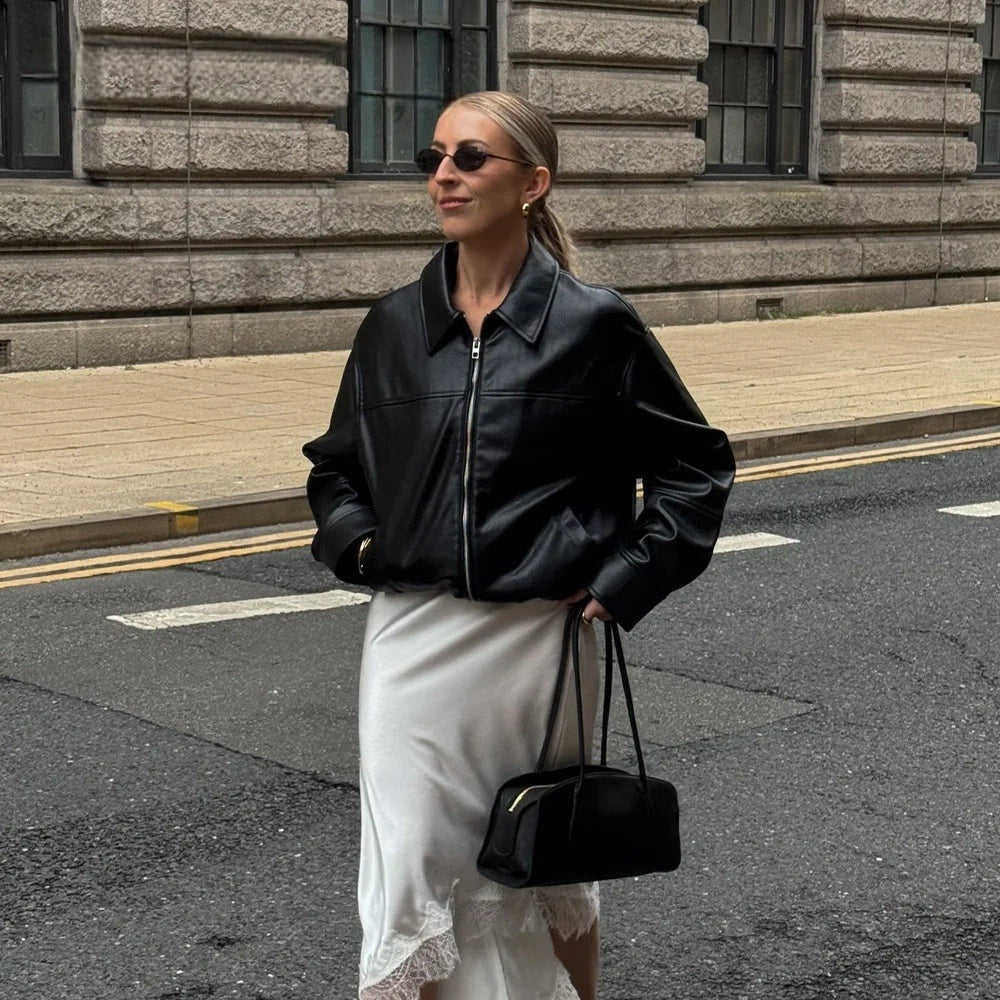 Veste vintage effet cuir à empiècements Cosette