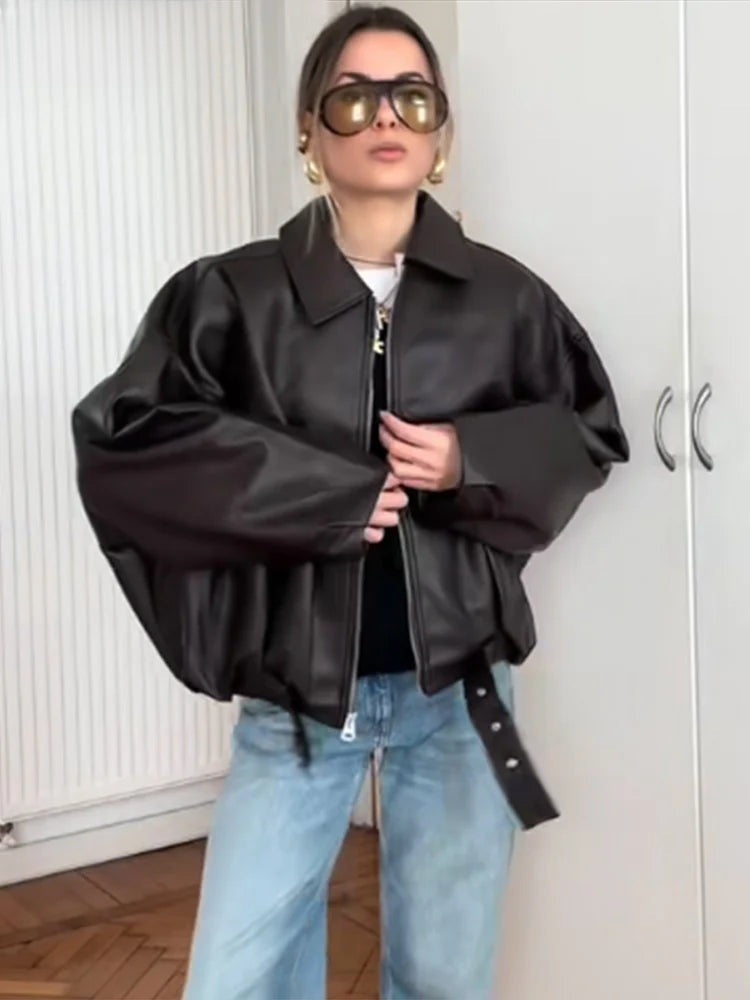 Veste ceinturée effet cuir Naomi