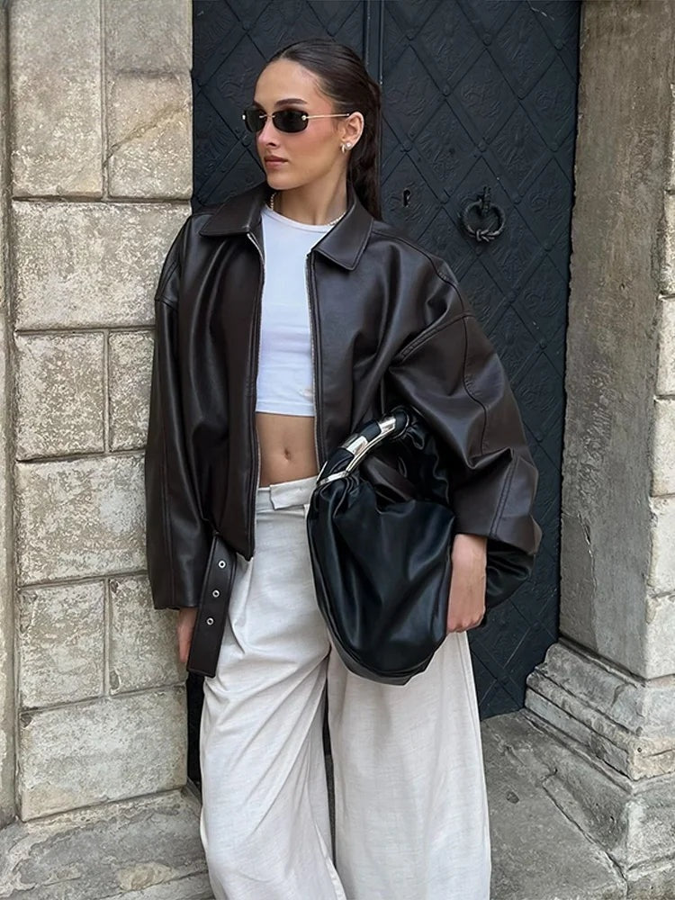 Veste ceinturée effet cuir Naomi