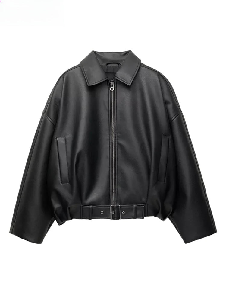 Veste ceinturée effet cuir Naomi
